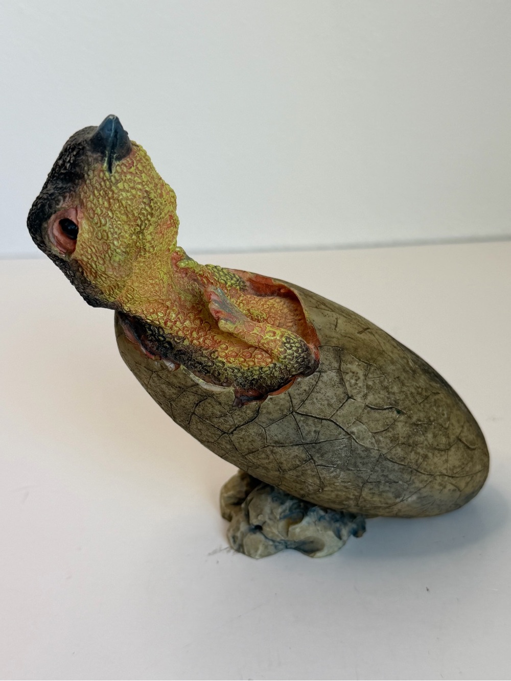 Baby Dinosaur Hatching Egg Figurine Signed 5 in.